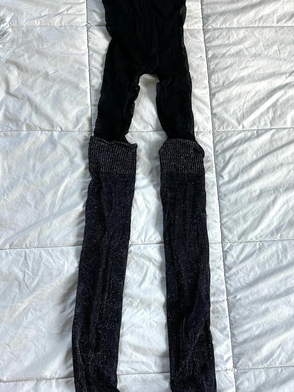 NORDSTROM Black Sparkle Leg Warmers Tights Size-S/M